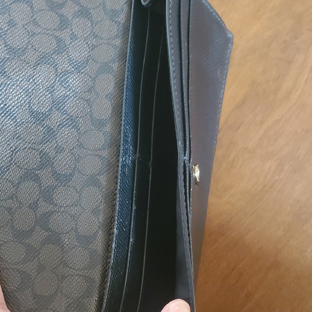Coach Dark Leather Clutch with Gold Accent - Picture 4 of 8